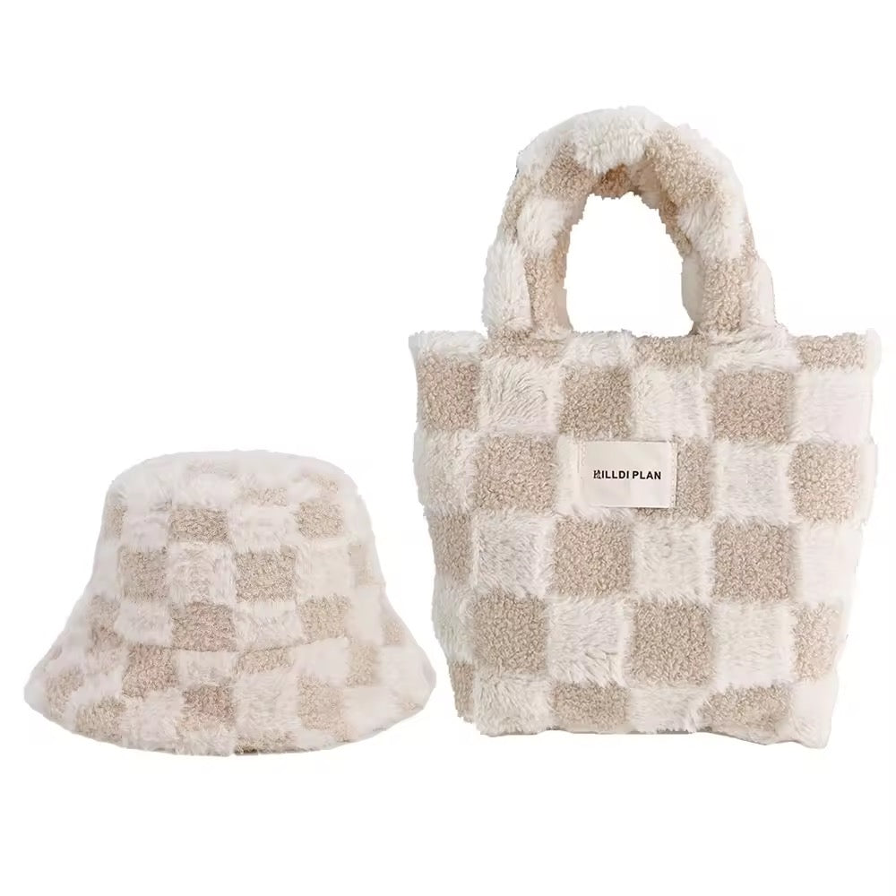 Fur Bucket Hat & Bag Set