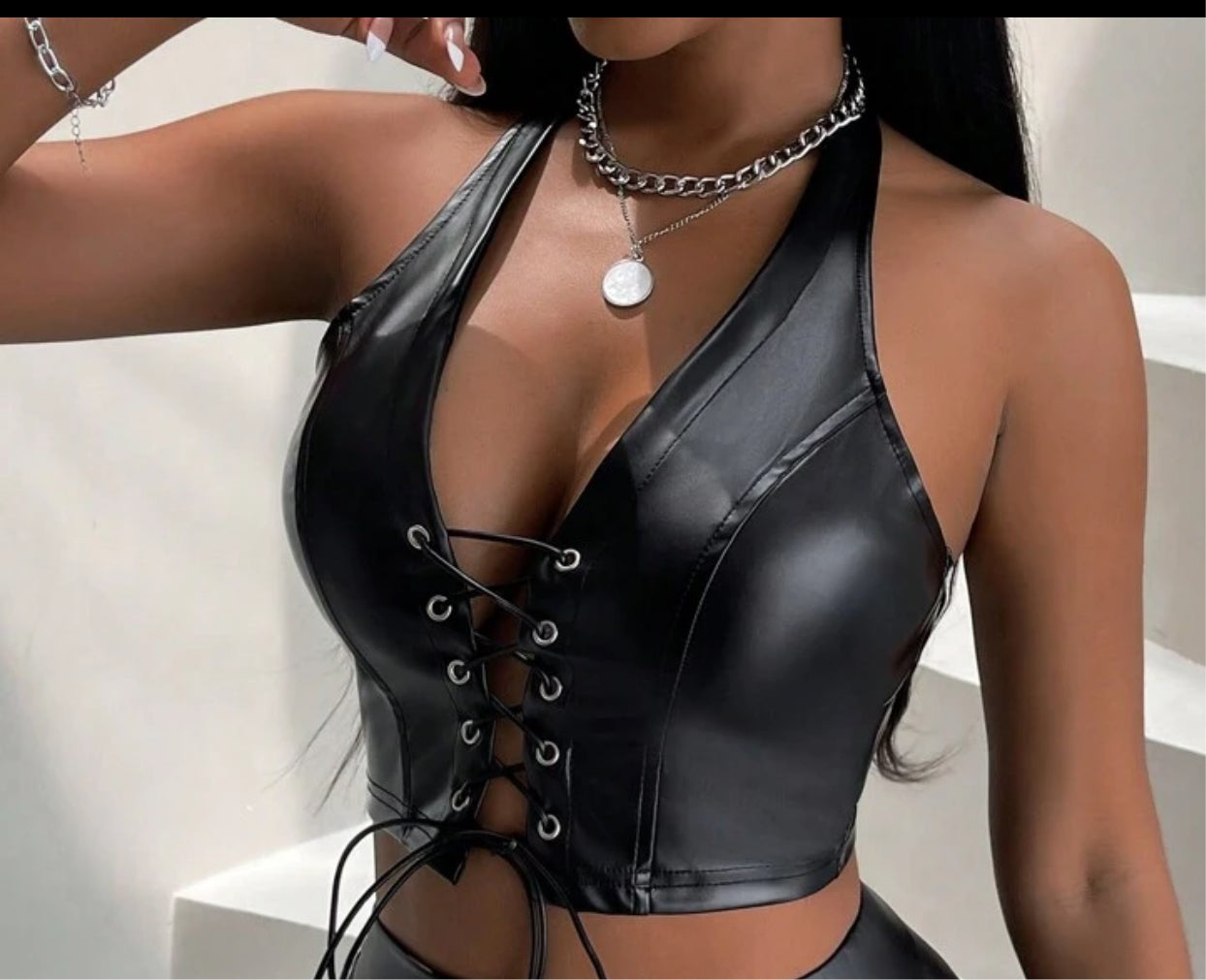Leather Lace Me Up Crop Top