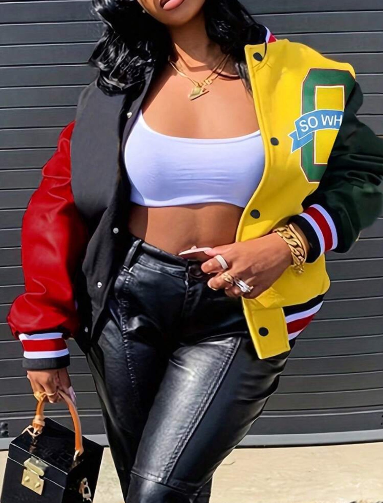 Plus Size Block Letter Jacket