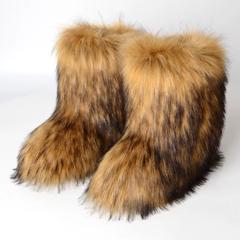 Brown and Black Fur Aspen Boots