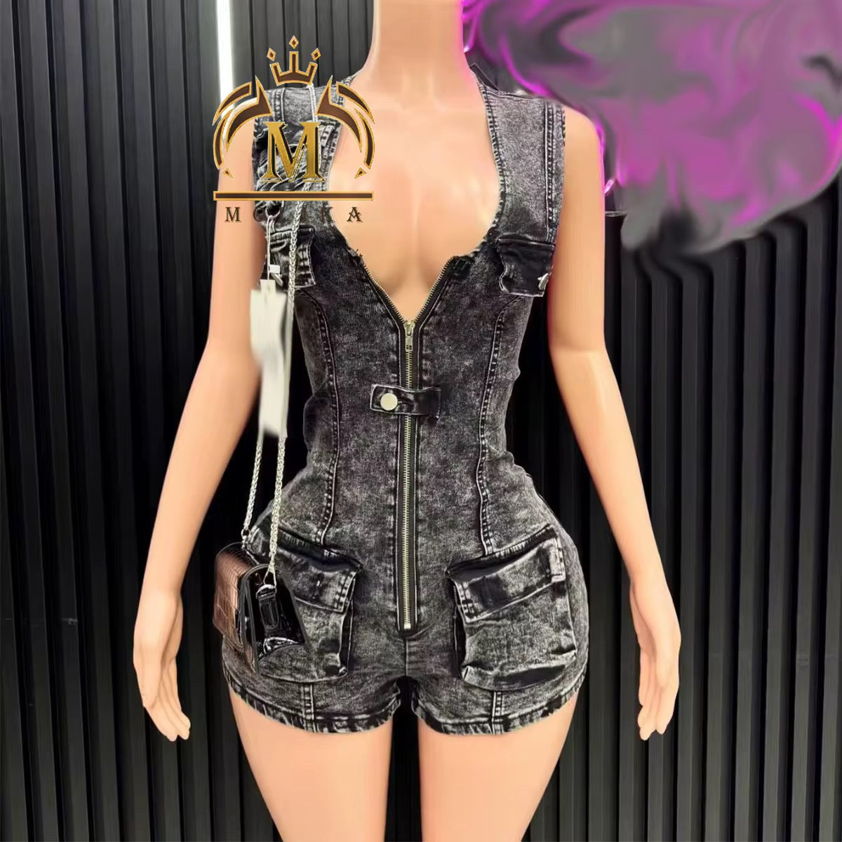 Black Denim Jumpsuit