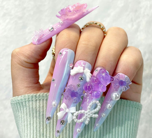 Purple Bow Press On’s