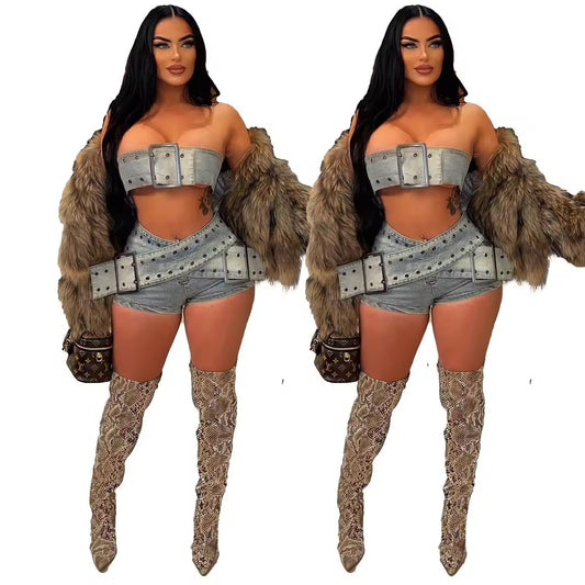 Baddie Two Piece Denim Set